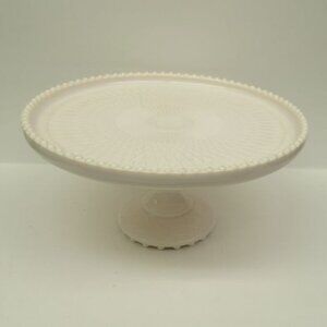 Jeannette Glass Vintage SHELL PINK HARP 10 In Footed Cake Stand Cake Plate - HTF